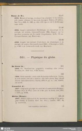 551. – Physique du globe