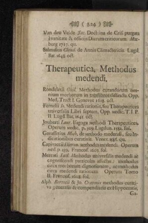 Therapeutica. Methodus medendi.