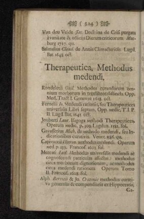Therapeutica. Methodus medendi.