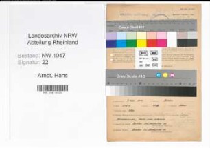 Entnazifizierung Hans Arndt , geb. 07.03.1912 (Techniker)