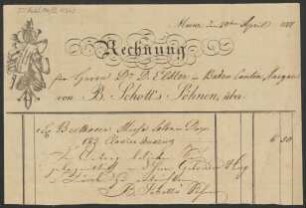 Rechnung [...] über 1 Ex Beethoven Missa Solem. in D. op. 123 Clavier Auszug