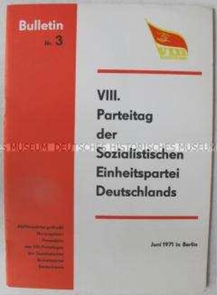 Dokumentation zum VIII. Parteitages der SED, mit Begrüßungsansprachen ausländischer Gäste und Diskussionsbeiträgen führender SED-Politiker
