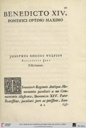 Benedicto XIV. Pontifici Optimo Maximo