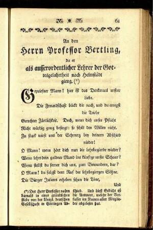 An den Herrn Professor Bertling.