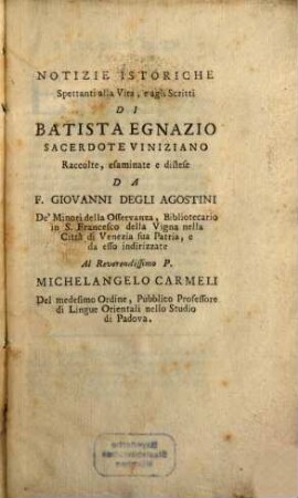Notizie istoriche spettanti alla Vita di ... Tomaso Tomasini Paruta
