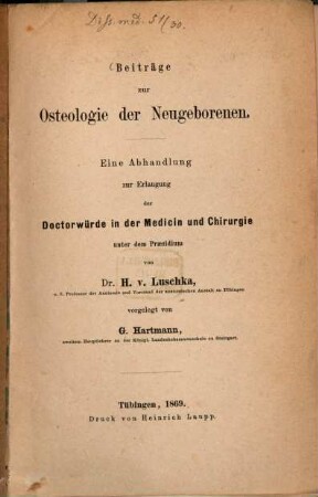 Beiträge zur Osteologie der Neugebornen : Diss. inaug.