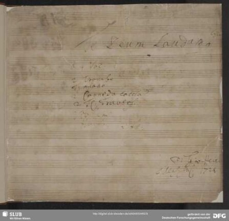 Te Deum laudamus - Mus.2398-D-18 : V (4), orch, bc - D; SeiH 116