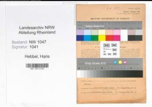 Entnazifizierung Hans Hebbel , geb. 25.11.1894 (Lehrer)
