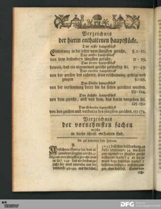 Verzeichnis der hierin enthaltenen hauptstücke.