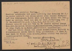 Brief an B. Schott's Söhne : 16.04.1931