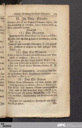 III. Im Nehr-Stande