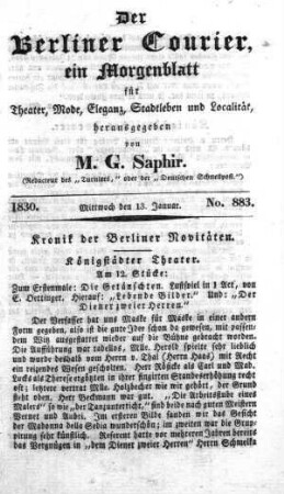 No. 883, Mittwoch den 13. Januar 1830