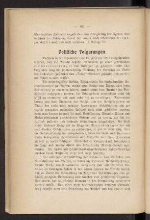Politische Folgerungen.