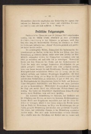 Politische Folgerungen.