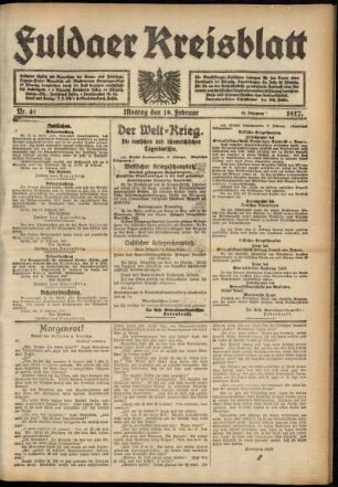 Ausgabe vom Montag, den 19. Februar 1917.