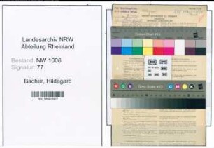 Entnazifizierung Hildegard Bacher , geb. 11.03.1902 ()