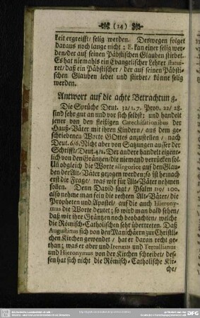 Antwort auf die achte Betrachtung