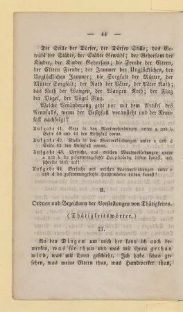 B. Ordnen und Bezeichnen der Vorstellungen von Thätigkeiten. (Thätigkeitswörter.)