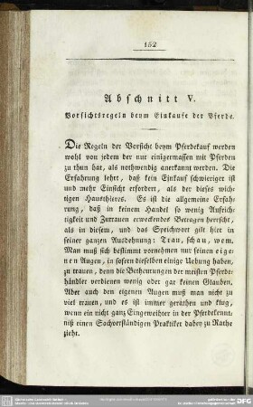 Abschnitt V. Vorsichtsregeln beym Einkaufe der Pferde