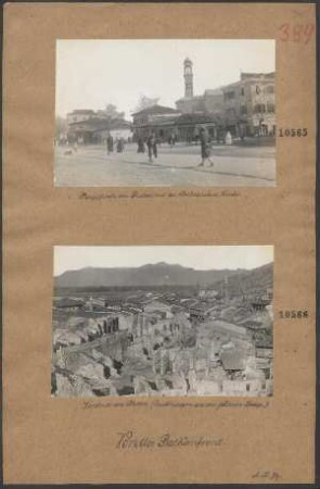 Von der Balkanfront: Hauptplatz vor Skutari mit der Katholischen Kirche