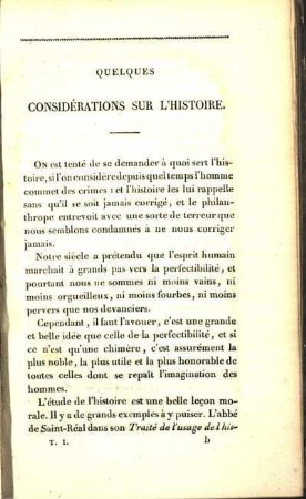 Quelques Considérations Sur L'Histoire.