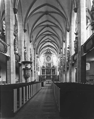 Halle (Saale), Dom, urspr. Dominikaner-Klosterkirche St. Pauli, Mittelschiff, nach Osten; Umbauten 1519-1526 nach Erhebung zum Neuen Stift; Bastian Binder (Umbau)