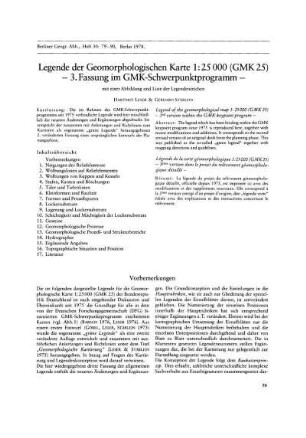 Legende der Geomorphologischen Karte 1:25 000 (GMK 25) - 3. Fassung im GMK-Schwerpunktprogramm -