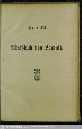 Zweiter Teil. Adreßbuch von Leubnitz