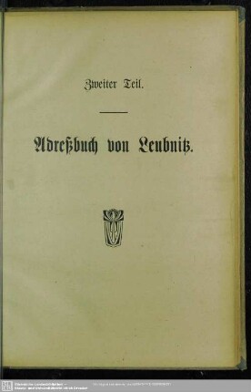 Zweiter Teil. Adreßbuch von Leubnitz