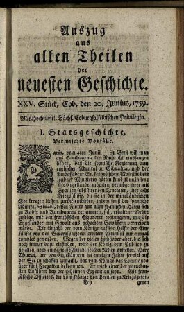XXV. Stück, Cob. den 20. Junius, 1759.