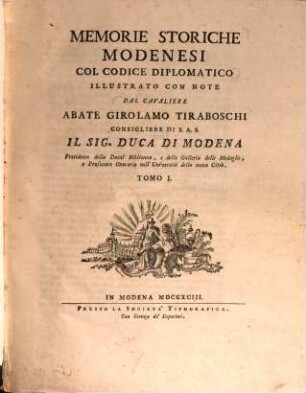 Memorie storiche Modenesi : col codice diplomatico ; illustrato con note, 1