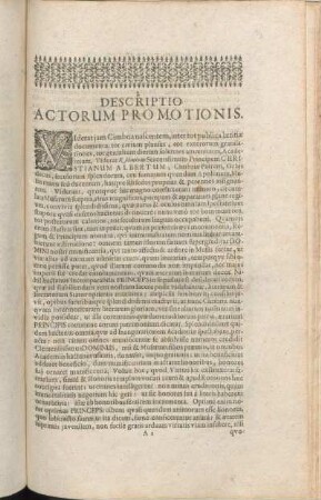 Descriptio Actorum Promotionis.