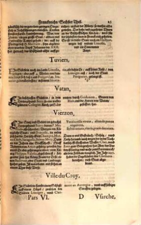 Topographia Galliae, Oder Beschreibung vnd Contrafaitung der vornehmbsten, vnd bekantisten Oerter, in dem mächtigen, vnd grossen Königreich Franckreich, 6. Die für nehmste vnd bekantiste Stätte, vndt Plätze in den Ländern. Berry, Avergne. vnd Limosin, Abhandlend vnd für gesteldt