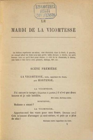 Le mardi de la vicomtesse : Comédie en un acte