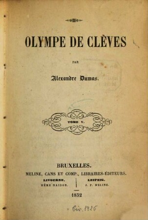 Olympe de Clèves : par Alexandre Dumas, 5