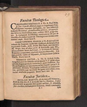 Facultas Theologica.
