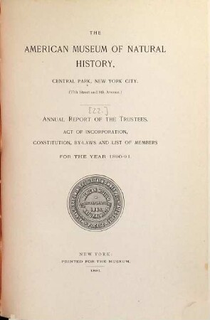 Annual report : for the year .... [22.] 1890/91