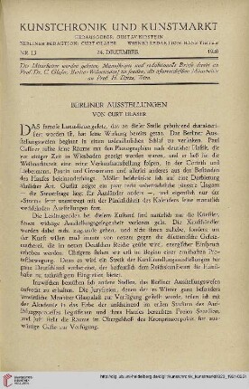Neue Folge 32 = Jahrgang 56: Berliner Ausstellungen