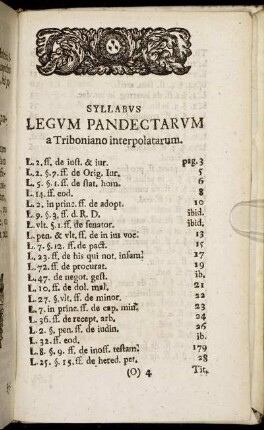 Syllabus Legum Pandectarum a Triboniano interpolatarum.