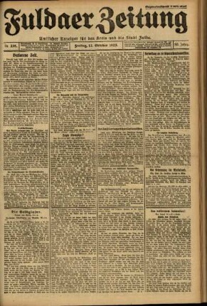 Ausgabe vom Freitag, den 12. Oktober 1923.