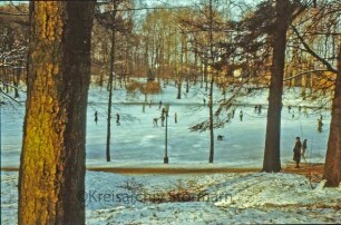 Kurpark im Winter: Schlittschuhlaufen auf dem Salzteich