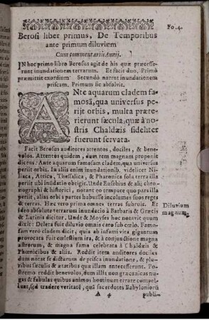Berosi liber primus, De Temporibus ante primum diluvium