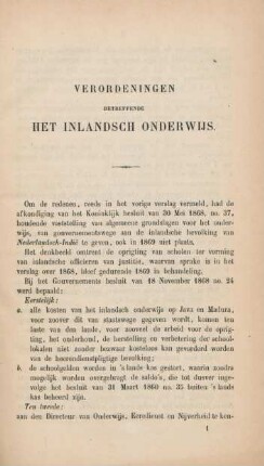 Verordeningen betreffende het inlandsch onderwijs