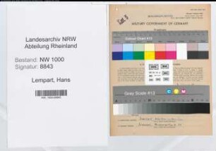 Entnazifizierung Hans Lempart, geb. 22.12.1900 (Verw.Referent)
