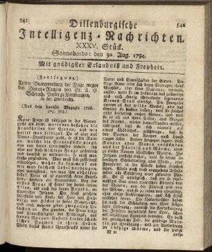 XXXV. Stück. Sonnabends: den 30. Aug. 1794.