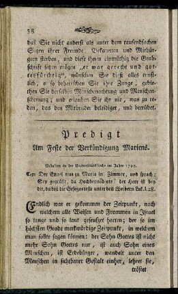 Predigt Am Feste der Verkündung Mariens.