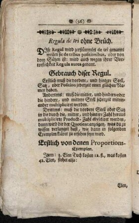 Regula de tri ohne Brüch.
