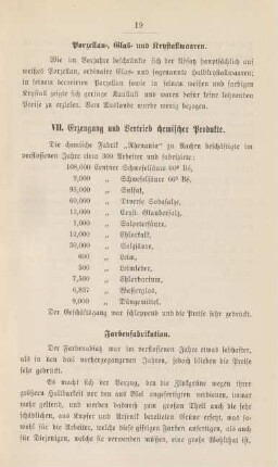 VII. Erzeugung und Vertrieb chemischer Produkte.