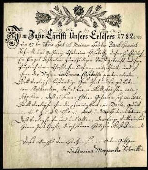Taufbrief Haßloch 1782