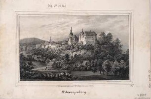 Ansicht von Schwarzenberg, Lithographie, 1841 : Schwarzenberg / Nach der Natur gez. v. C. W. Arldt. Lith. von C. Müller. - [Dresden] : [Pietzsch] , [1841]. - 1 Kunstblatt : Lithogr. ; 20 x 12 cm